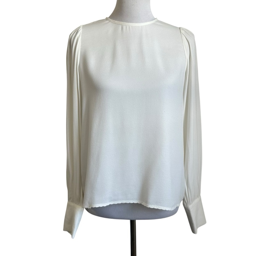 Wilfred Aritzia Womens Clarissa Long Sleeve Blouse Sz XS Ivory Careerwear